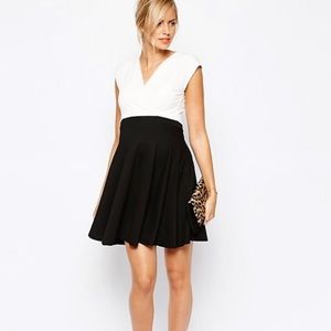 ASOS maternity wrap skater dress in color block